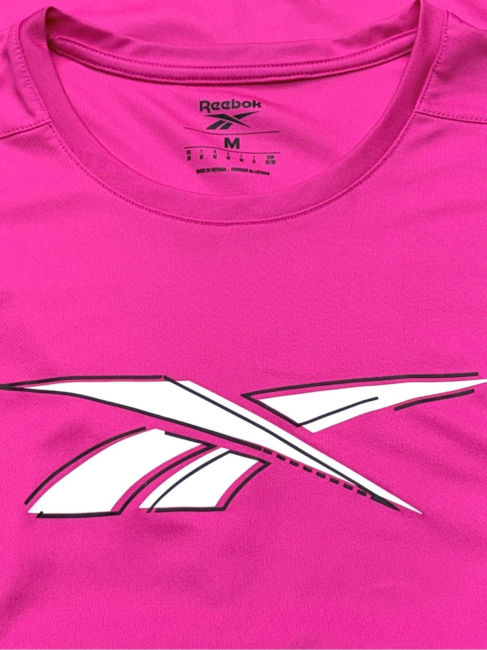 Reebok Vector Logo Tee Womens M Pink Fuchsia Graphic Shirt Athletic